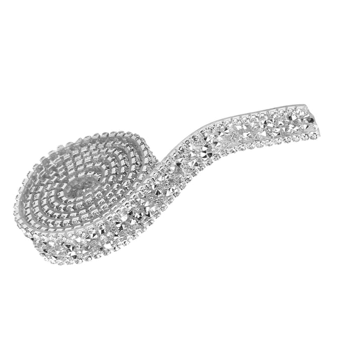 1 yard 15 mm Diamond Mesh Wrap Roll Sparkle Crystal Rhinestone Lint Decoratie (Zilver)