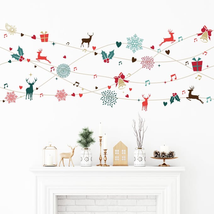 Kerstslinger ontwerp sticker - Kerststickers - Feestelijke decoraties - 60x145cm