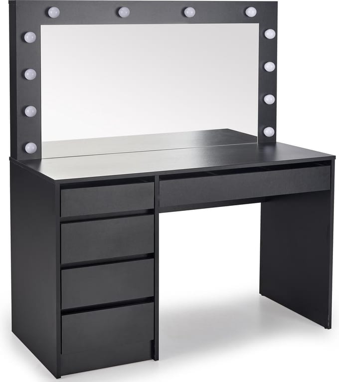 Kaptafel / Make-uptafel Charme zwart 120 cm breed met spiegel en led