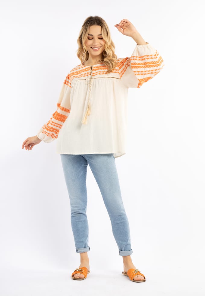 IZIA Blouse Dames oranje