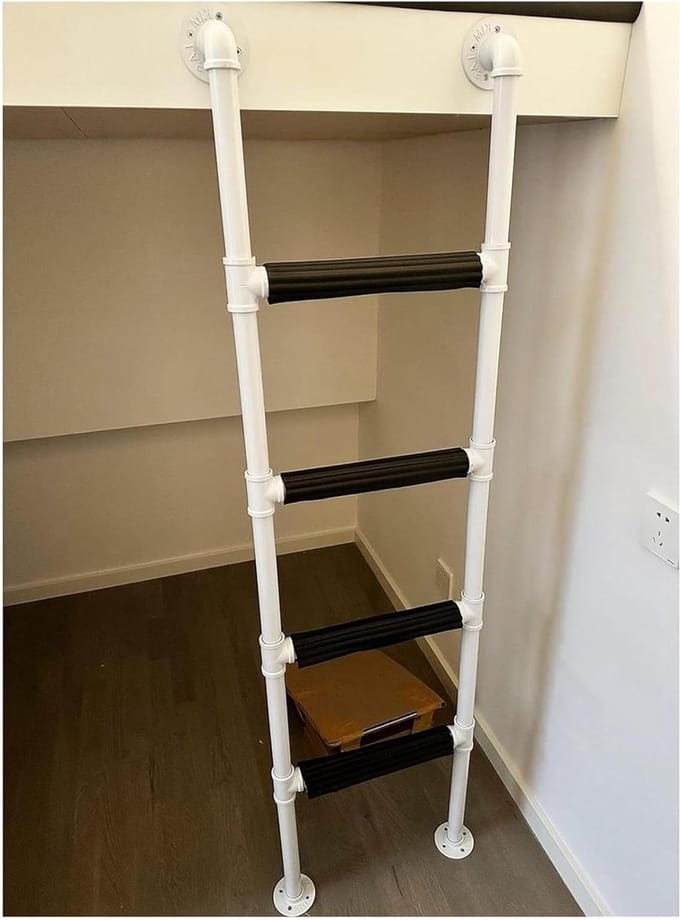 Stapelbedladder - Woonbedladder - Veilig Klimmen - Stabiel Structuurontwerp - 145 cm - Wit