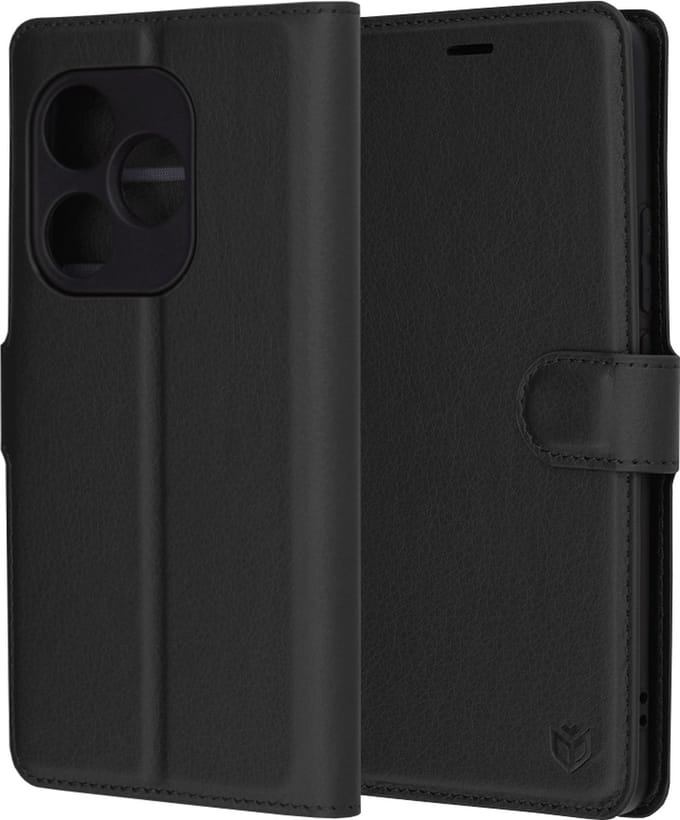 Hoesje geschikt voor Realme GT 6 - Techsuit Leather Folio Book Wallet Case - Zwart
