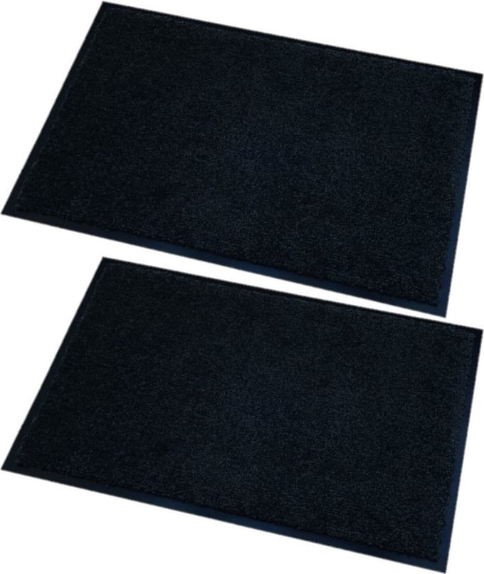 Deurmat/droogloopmat Memphis zwart 80 x 120 cm - 2x stuks - Schoonloopmat - Inloopmat