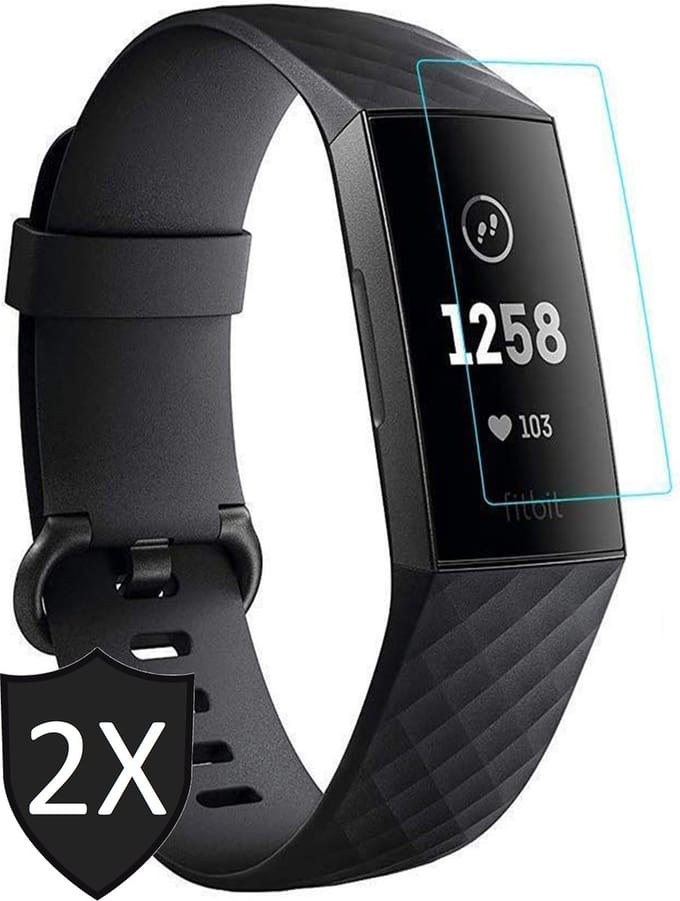 Screenprotector geschikt voor Fitbit Charge 4 - Glas PET Folie Screen Protector - 2 Stuks