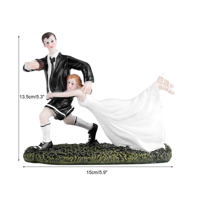 Figurine de couple de mariées dansantes romantiques, décoration de gâteau de mariage black