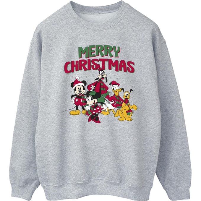 Disney Heren Mickey Mouse Vrolijk Kerstfeest Figuren Sweatshirt (Sportgrijs)