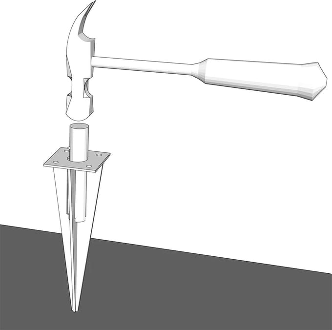 Inslagpen voor paalhouder 34mm.