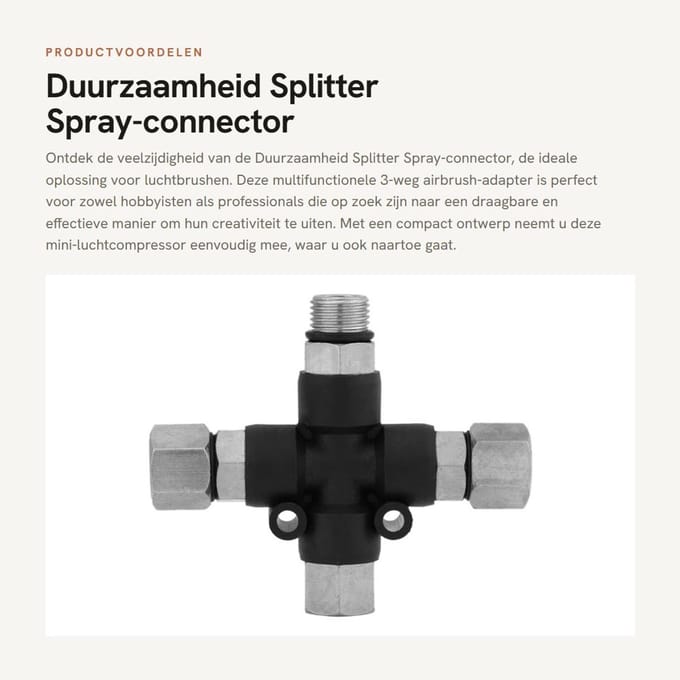 Dailygoods - Duurzaamheid Splitter Spray-connector - Multifunctionele 3-weg Airbrush-adapter - Draagbaar - Mini-luchtcompressor - Geschikt voor Airbru...