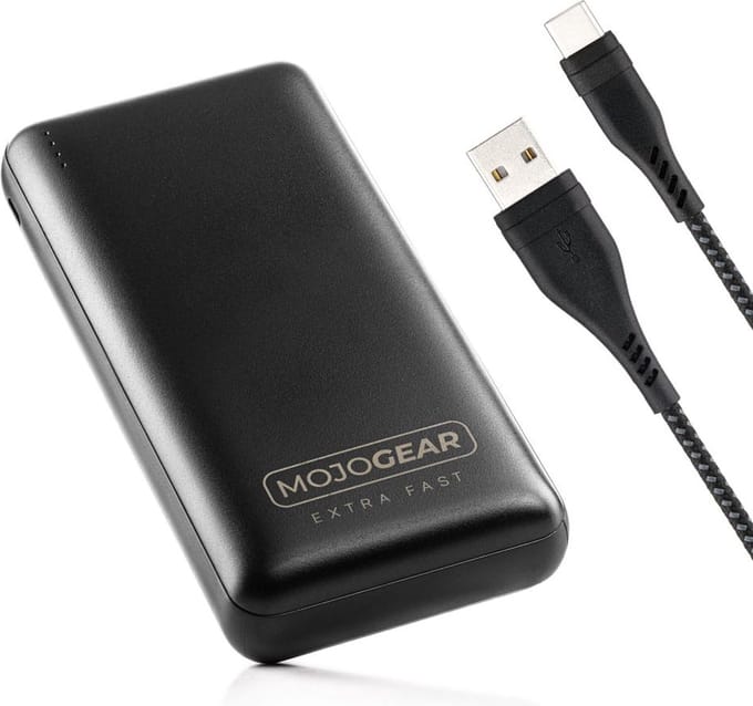 MOJOGEAR MINI XL 20.000 mAh EXTRA FAST powerbank, USB-C naar USB kabel Extra Sterk 1,5m