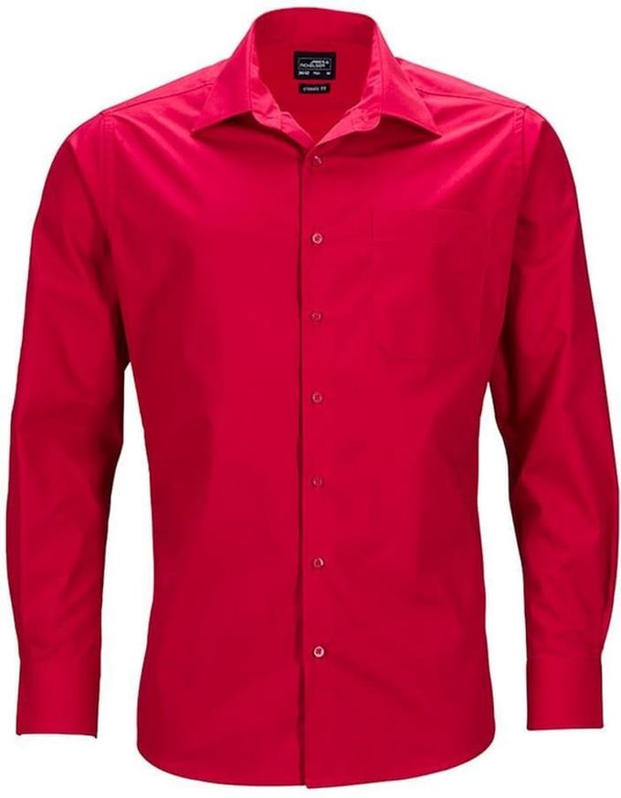 Daiber Heren Longsleeve Zakelijk Shirt (Rood)