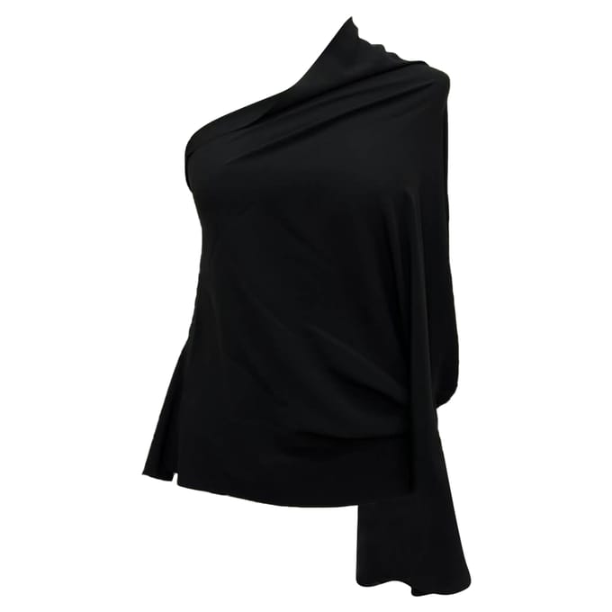 Rick Owens blouse met één schouder in zwart acetaat