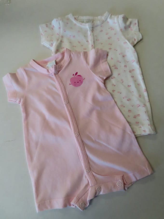 Combi Kort - 2 Pack - Meisje - Roze, wit - Appels - 1 maand 56