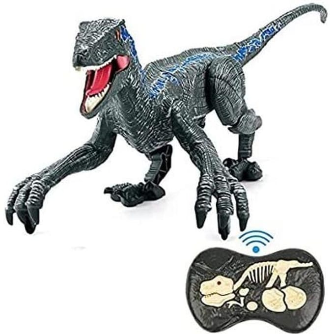 2.4G sans Fil Cinq Voies Télécommande Velociraptor Électrique Son Et Lumière Simulation Mécanique Dinosaure Modèle blanc