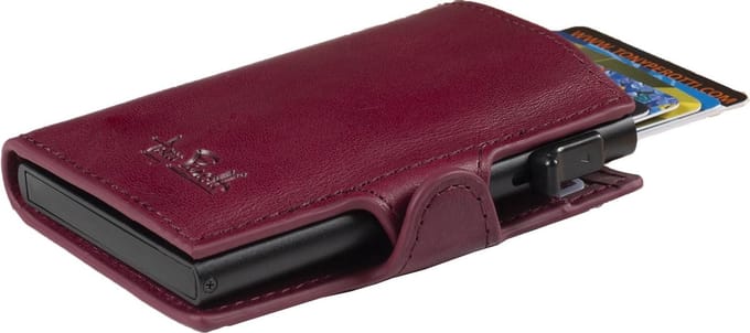 Tony Perotti Furbo Leren RFID Creditcardhouder met papiergeldvak - Violetrood