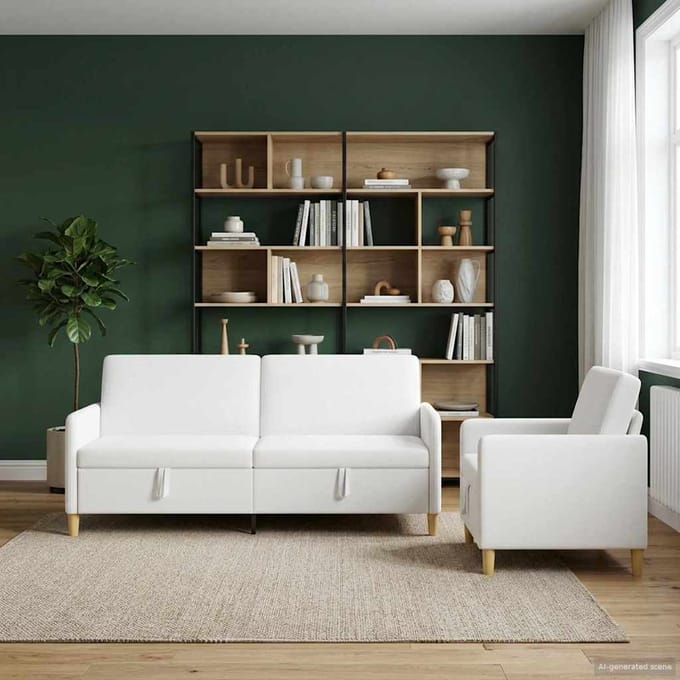 vidaXL - Sofa - Set - Met - Opslag - 2 - st - Wit - Polyester
