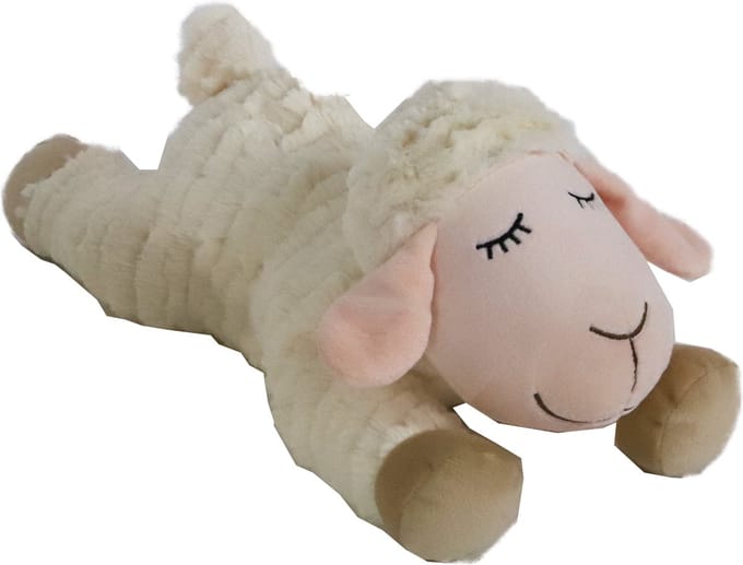 Boony hondenspeelgoed schaap pluche liggend beige met piep eco 35 cm