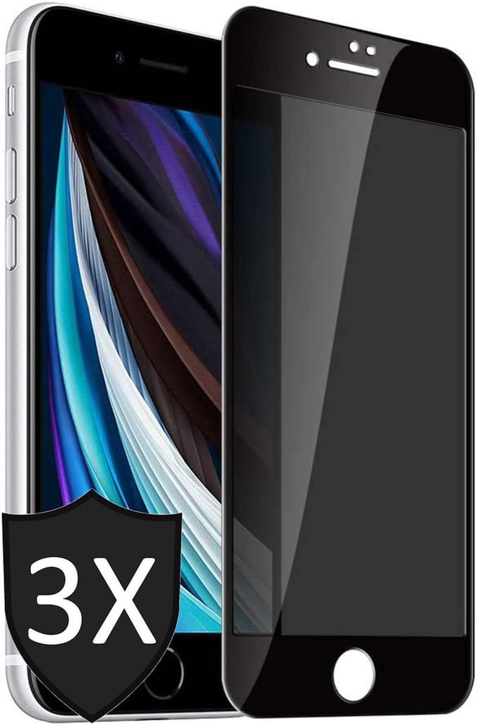 Privacy Screenprotector geschikt voor iPhone SE 2022 / 2020 / 8 / 7 - 3x FullGuard Screen Protector