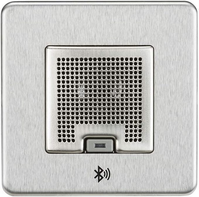 Draadloze Bluetooth Speaker Wandcontactdoos 3W RMS Geborsteld Metaal
