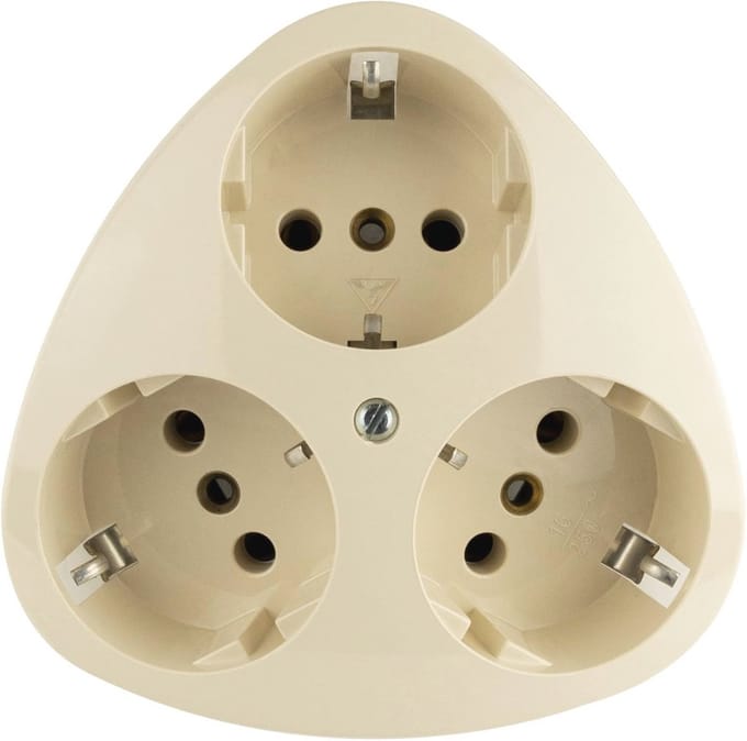 Geaard stopcontact inbouw 3-voudig Crèmewit