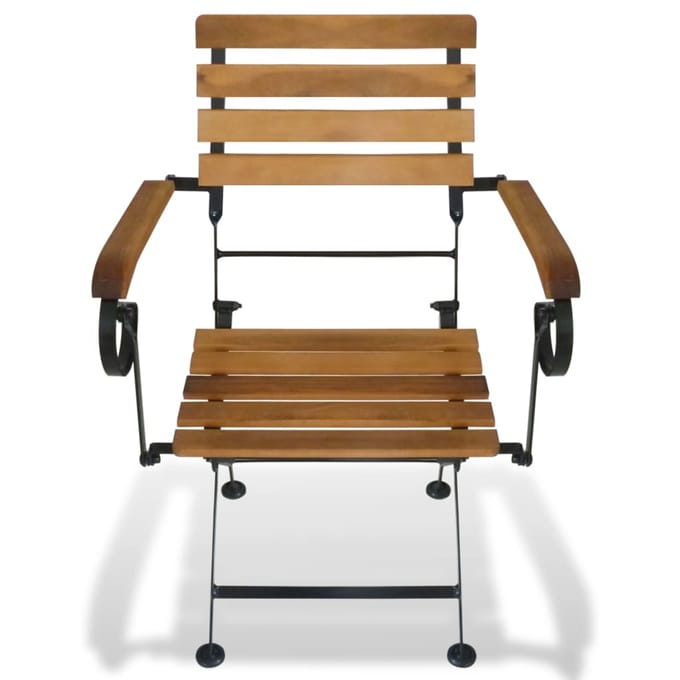 vidaXL - Opklapbare - stoelen, - 2 - stuks, - van - staal - en - massief - acaciahout