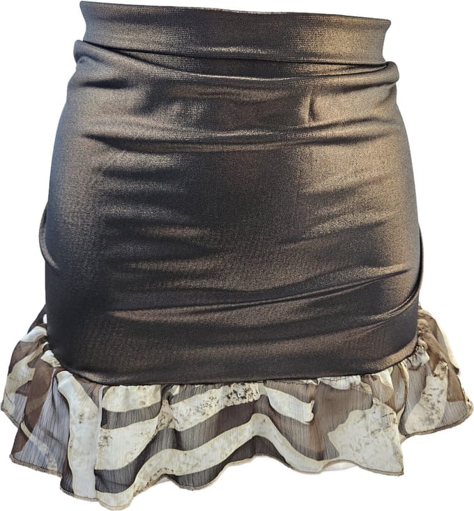 BamBella ® - Rok - Maat S/M - Feest glitter kort rokje goud geel bruin