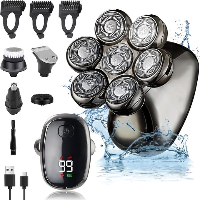 Elektrisch Scheerapparaat voor Heren - 7D Precisie Scheerervaring, Waterdicht en Oplaadbaar, LED-Scherm
