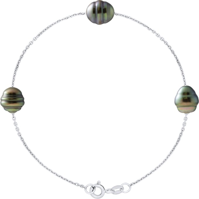 Armband met 3 echte gecultiveerde Tahiti-parels van 8-9 mm