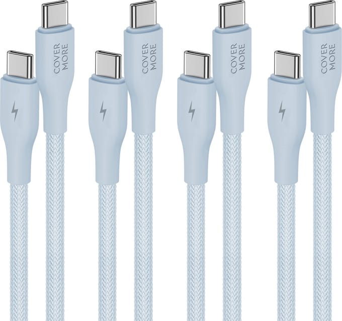 Usb-c naar usb-c kabel - Oplaadkabel - Laadkabel - Oplaadsnoer - 4 stuks - 1m - Blauw