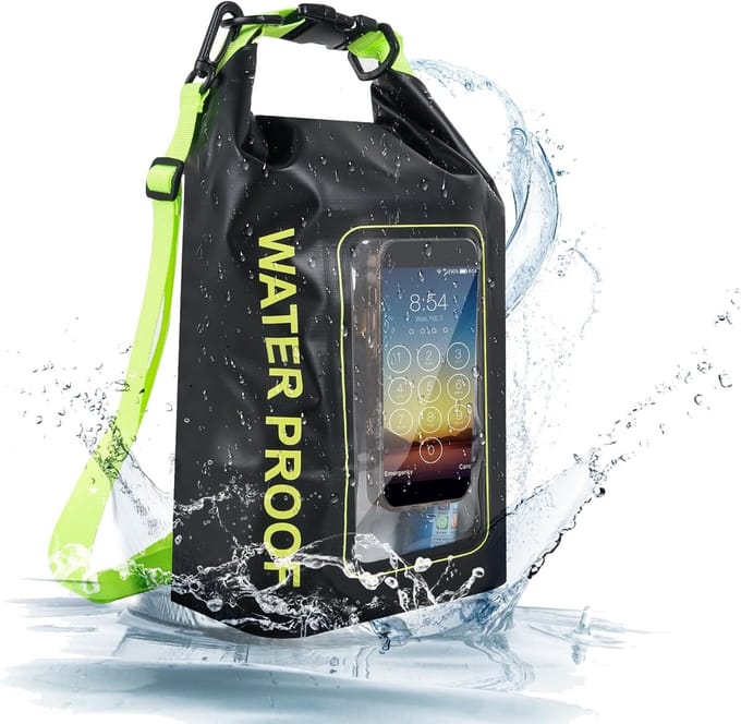 Waterdichte drogetas 5 liter met ID-kaartvak zwart