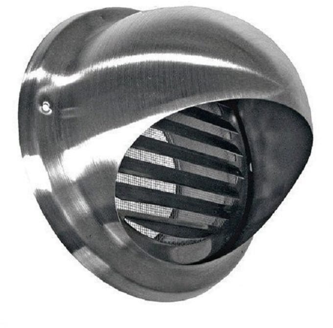 Bolrooster RVS met schoepen en muggengaas - Ø 100 mm