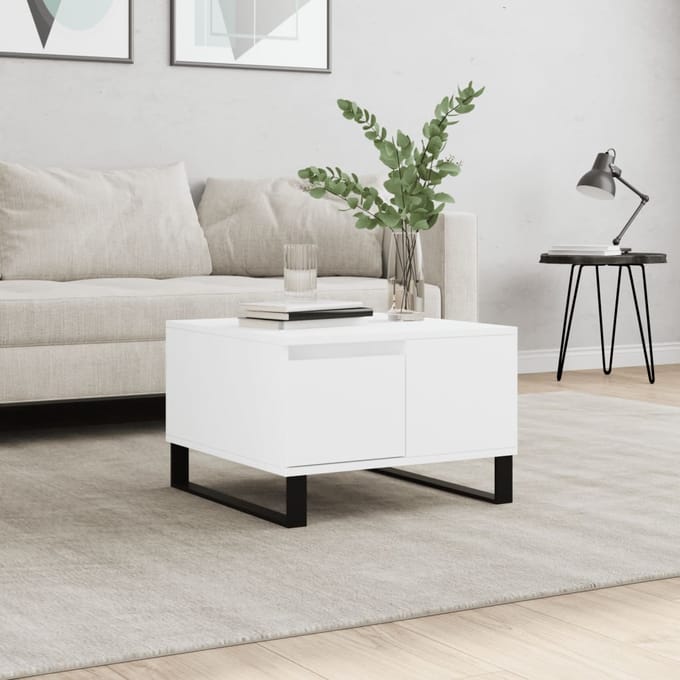 vidaXL - Salontafel - 55x55x36,5 - cm - bewerkt - hout - wit