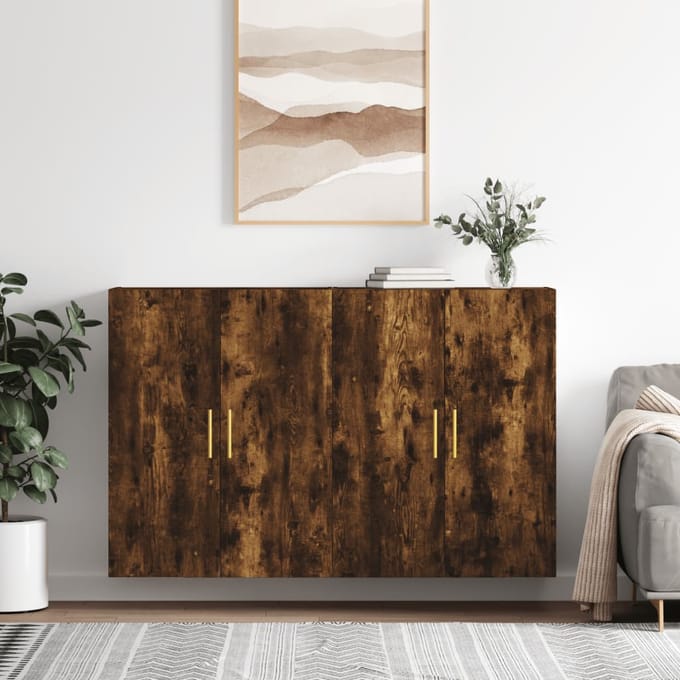 vidaXL - Hangkasten - 2 - st - 69,5x34x90 - cm - gerookt - eikenkleurig