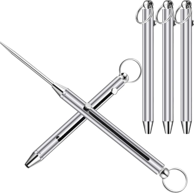 Titanium Tandenstokers - Herbruikbare Stokers - Mondhygiëne - Telescopisch Ontwerp - 3 Stuks - Zilver