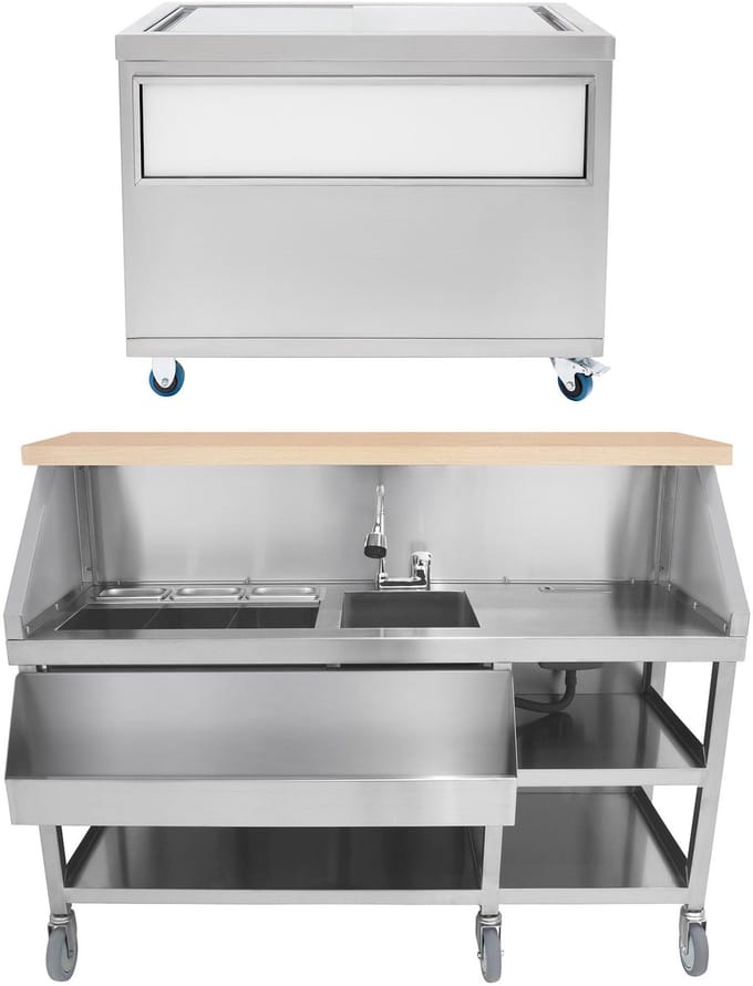 Mobiele barset - cocktailstation - ijsopslagbak - 1000 mm