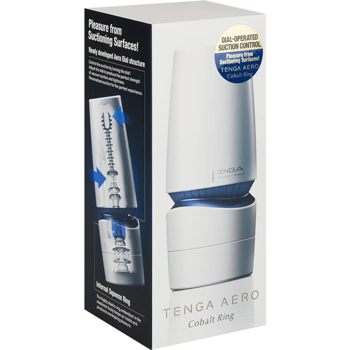 Tenga - Aero Cobalt Ring - Masturbator - Inclusief Droog Standaard - Wit