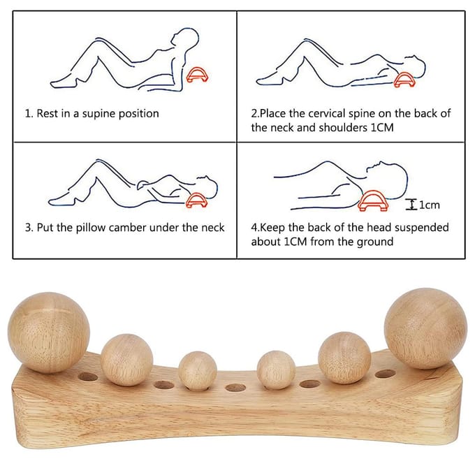 Psoas Spier Release Tool Houten Lichaamsmassage Tool Triggerpoint Houten Massager met 6 Massagekoppen beige