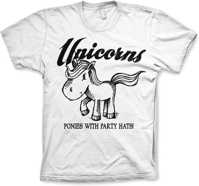 Hybris Unicorns Ponies With Party Hats T-shirt White