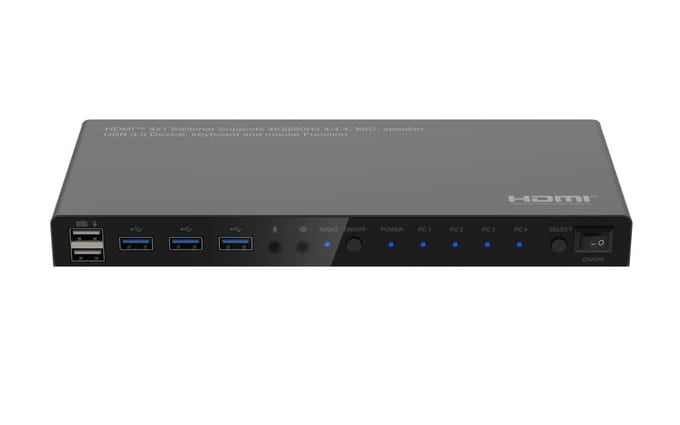 4K@60Hz HDMI KVM-switch, 4x1 4:4:4, USB 3.0
