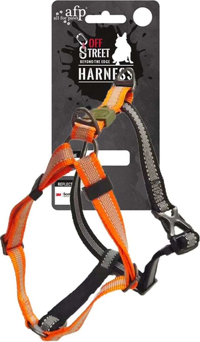 AFP NO-pull hondenharnas - sterk reflecterend **3M Scotchlite reflective material** verstelbaar -machinewasbaar- M 62-68 en 2.5 cm