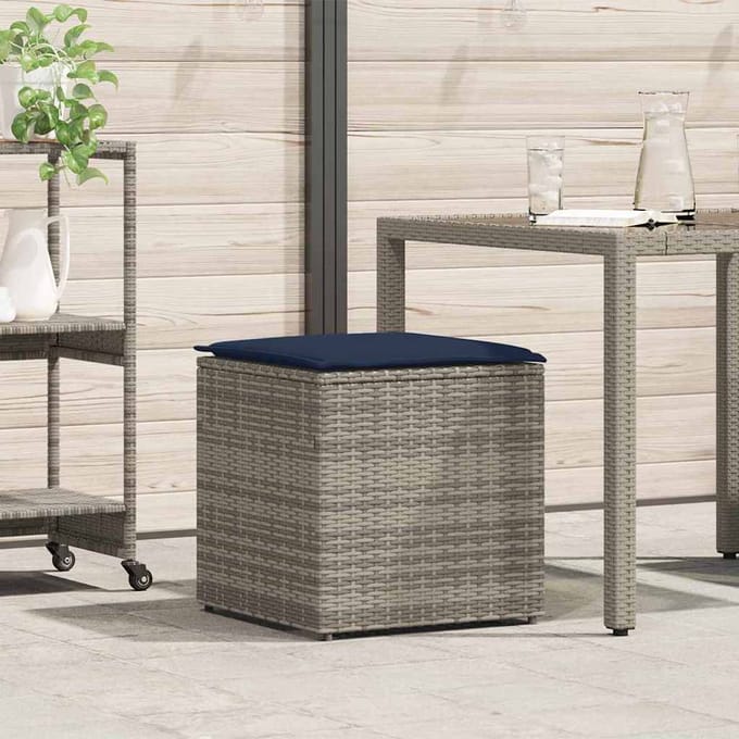 vidaXL - Kussenbox - met - opslag - Grijs - 50 - x - 50 - x - 50 - cm - poly - rattan