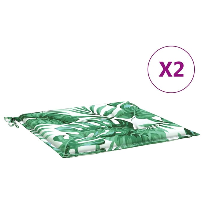 vidaXL - Stoelkussens - 2 - st - bladpatroon - 40x40x3 - cm - stof