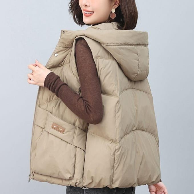 Vest Dames Capuchon Winterkleding Nieuwe Verdikte Modejas 3XL gray