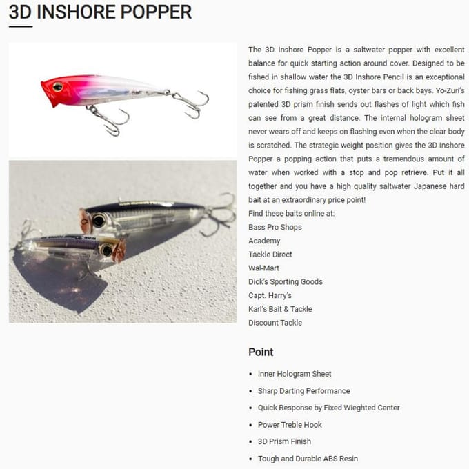 Yo Zuri Duel 3D Inshore Popper 70 drijvend kunstaas R1210-RPCH (8406)