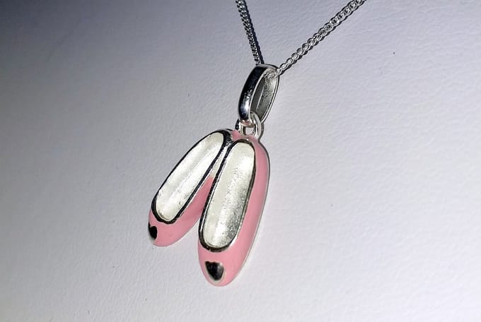 Hetty'S - Kinderketting - Met roze balletschoenen - Zilver collier van 38 cm