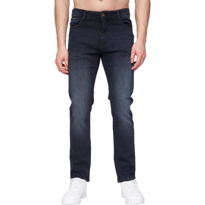 Henleys Heren Craze Comfort Rechte Jeans (Blauw Zwart)