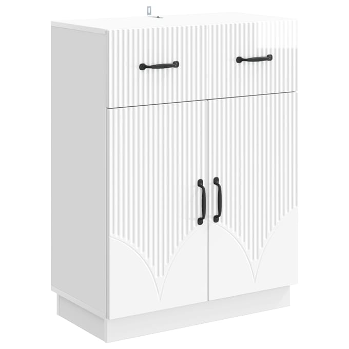 vidaXL - Dressoir - met - lade - Hoogglans - Wit - 66 - x - 34,5 - x - 87 - cm - Bewerkt - hout
