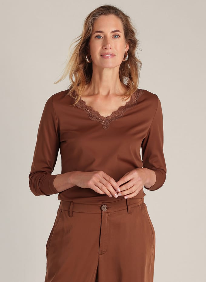 YEST Diliana Tops - Copper Brown - maat 34