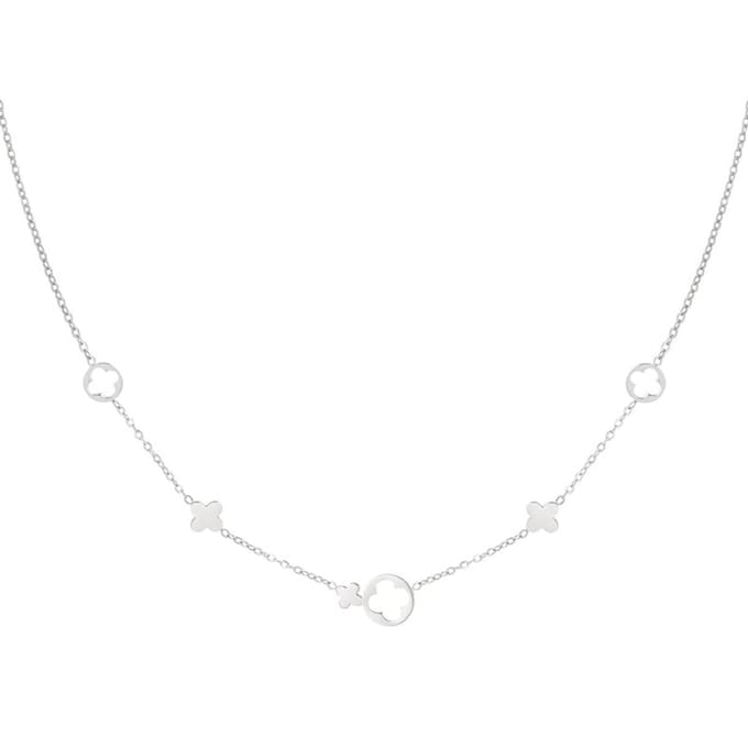 Yehwang Ketting Klaver Bedels zilver