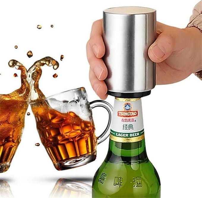 New Age Devi - "Automatische RVS Bieropener met Magnetisch Druksysteem"