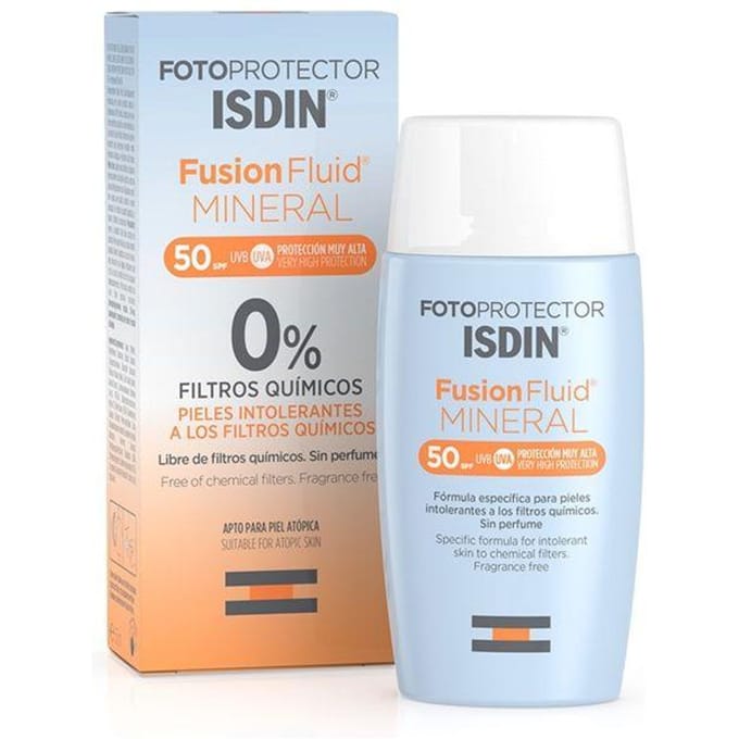 Zonneverzorging - ISDIN - Fusion Fluid Mineral - SPF 50 - 50 ml - Vloeibare textuur